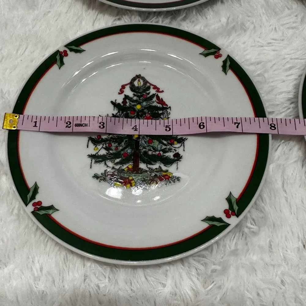 Set of 4 Vintage‎ Christmas Tree Dessert Salad Plates Pacific Rim Porcelain